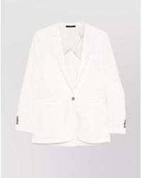 Paul Smith - Linen Blazer With Shoulder Pads And Vents - Lyst