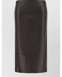 Tom Ford - Lamb Leather Ribbed Midi Pencil Skirt - Lyst
