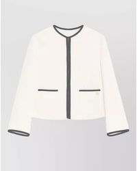 Valentino - Tweed Tailored Jacket Textured Fabric Trim - Lyst