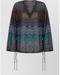 Missoni - V Neck Knit Blouse Long Sleeves Chevron - Lyst