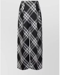 Burberry - Virgin Wool Vintage Check Mid-Rise Wide-Leg Trousers - Lyst