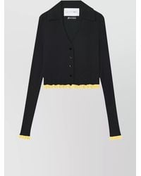 AZ FACTORY - Ribbed Cropped V-Neck Cardigan - Lyst