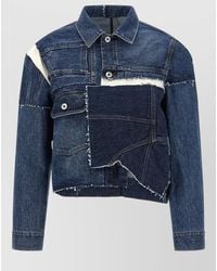 Sacai - Patchwork Cropped Flared Denim Jacket - Lyst