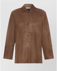 Max Mara - Collared Long Sleeves Coat Seam Detailing - Lyst