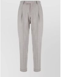 PT Torino - Wool Trousers With Belt Loops And Cuffed Hem - Lyst