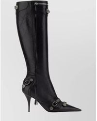 Balenciaga - Lambskin Leather Studded Fringe Knee-High Boots - Lyst