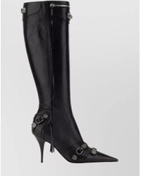 Balenciaga - Lambskin Leather Studded Fringe Knee-High Boots - Lyst