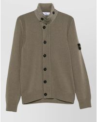 Stone Island - High Collar Wool Cardigan Long Sleeves - Lyst