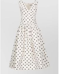 Self-Portrait - Cotton Polka-Dot Off-Shoulder Sweetheart Neck Sleeveless Gathered-Waist Flared Midi Dress - Lyst