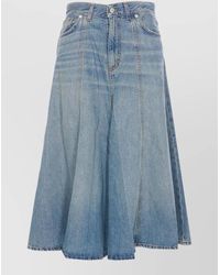 Haikure - Denim Flared Midi A-Line Skirt - Lyst