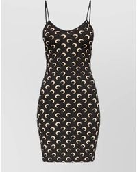 Marine Serre - Lunar Print Fitted Mini Dress Scoop Neckline - Lyst