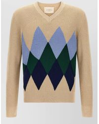 Ballantyne - Argyle Motif Sweater Long Sleeves V Neck - Lyst