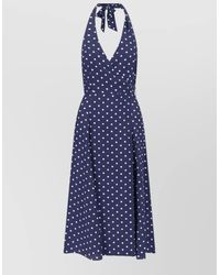 P.A.R.O.S.H. - Halter Neck Sleeveless Polka Dot Tie Dress - Lyst