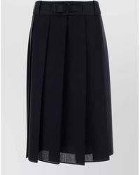 Prada - Pleated Midi Skirt - Lyst
