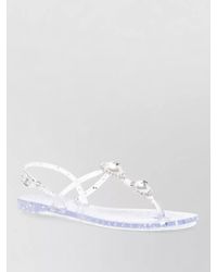 Casadei - Embellished T-Strap Flat Sandals - Lyst