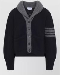 Thom Browne - Jersey Shawl Collar Cardigan Striped Sleeves - Lyst