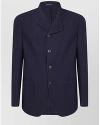 Emporio Armani - Textured Virgin Wool Single-Breasted Blazer - Lyst
