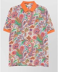 Etro - Paisley Print Short Sleeve Polo Shirt - Lyst