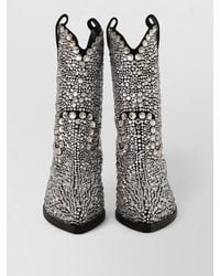 Dolce & Gabbana - Suede Crystal-Embellished Cowboy Boots - Lyst