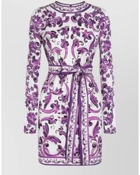 Dolce & Gabbana - Majolica-Print Charmeuse Dress - Lyst