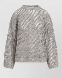 Brunello Cucinelli - Fish Net Sweater Sequin Metallic Knit - Lyst