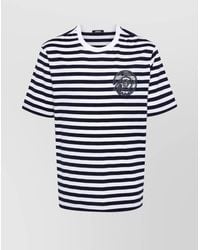 Versace - Striped Cotton Crew-Neck T-Shirt - Lyst