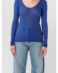 American Vintage - Cotton Ribbed V-Neck Long-Sleeve T-Shirt - Lyst