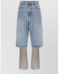 GIUSEPPE DI MORABITO - Crystal-Embellished Denim Wide-Leg Trousers - Lyst