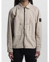 Stone Island - Ripstop Cotton Shirt Jacket Button Pockets - Lyst