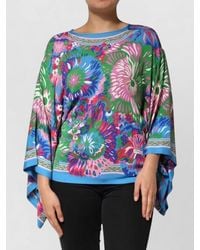 Dolce & Gabbana - Silk Floral-Print Boat Neck 3/4-Sleeve Tunic Top - Lyst