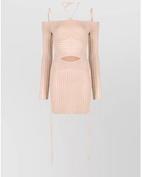 ANDREADAMO - Ribbed Knit Cutout Halterneck Mini Dress - Lyst