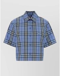 Burberry - Cotton Shirt Short Sleeves Checked Collar - Lyst