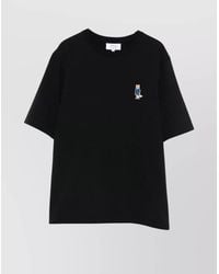 Maison Kitsuné - Cotton Logo-Embroidered Crew-Neck Short-Sleeve T-Shirt - Lyst