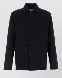 Jil Sander - Wool Blend Shirt Jacket Long Sleeves Collar - Lyst