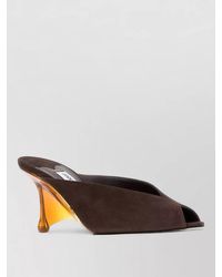 Jimmy Choo - Glace Suede Mules Peep Toe Sculptural Heel - Lyst
