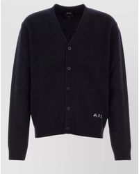 A.P.C. - Kevin Wool Cardigan Ribbed Cuffs Hem - Lyst