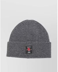 MSGM - Wool Rose-Patch Ribbed Beanie - Lyst