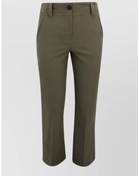 Brunello Cucinelli - Cotton Mid-Rise Slim Flared Cropped Trousers - Lyst