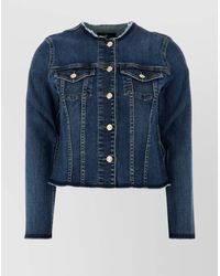 7 For All Mankind - Vicky Denim Jacket Frayed Hem - Lyst