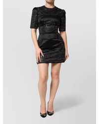 Dolce & Gabbana - Silk Crystal Embellished Short Sleeve Mini Sheath Dress - Lyst