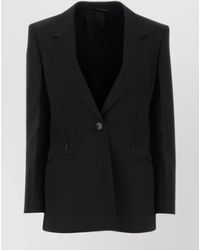 Givenchy - Structured Wool Blend Blazer With Padded Shoulders - Lyst