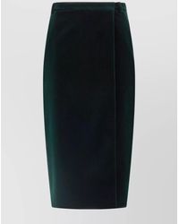 Saint Laurent - Cotton Velvet Wrap Midi Pencil Skirt - Lyst