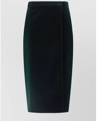 Saint Laurent - Cotton Velvet Wrap Midi Pencil Skirt - Lyst
