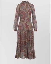 Etro - Silk Blend Paisley Print Ruffled Midi Dress - Lyst