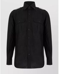 Tom Ford - Silk Shirt With Button-Down Collar And Chest Pockets - Lyst