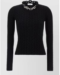 Rabanne - Chain Detail Cable Knit Ribbed Sweater - Lyst