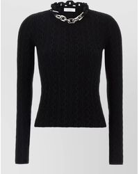 Rabanne - Ribbed Wool Cashmere Crew Neck Sweater - Lyst