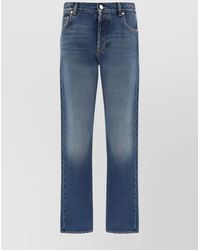 McQueen - Denim Mid-Rise Straight-Leg Jeans - Lyst