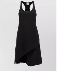 Courreges - Infinity Pleats A-Line Embroidered Logo Scoop Neck Asymmetric Hem Knee-Length Dress - Lyst
