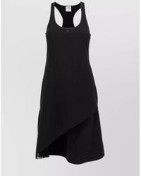 Courreges - Infinity Pleats A-Line Embroidered Logo Scoop Neck Asymmetric Hem Knee-Length Dress - Lyst